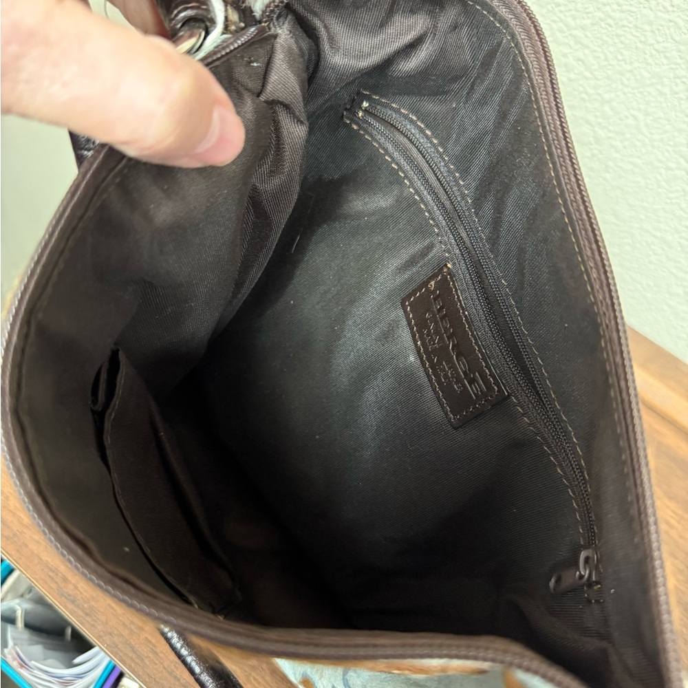 NWT Berge Elegant Brown and Cream Leather Hide Women's Bag - Picture 5 of 6